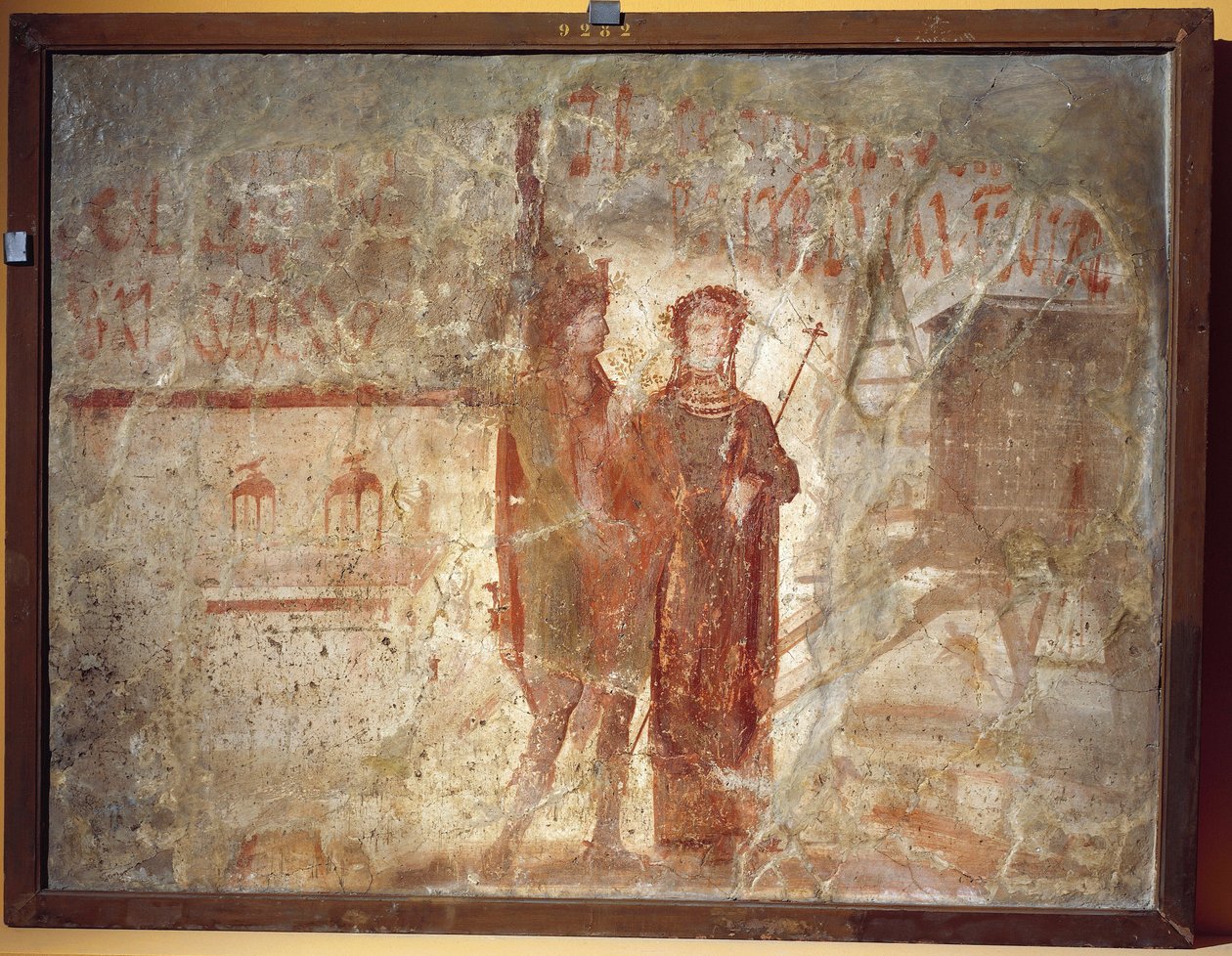 Werkplaatsbord en verkiezingsaankondigingen, Pompeii, Italië 70-79 AD door Roman
