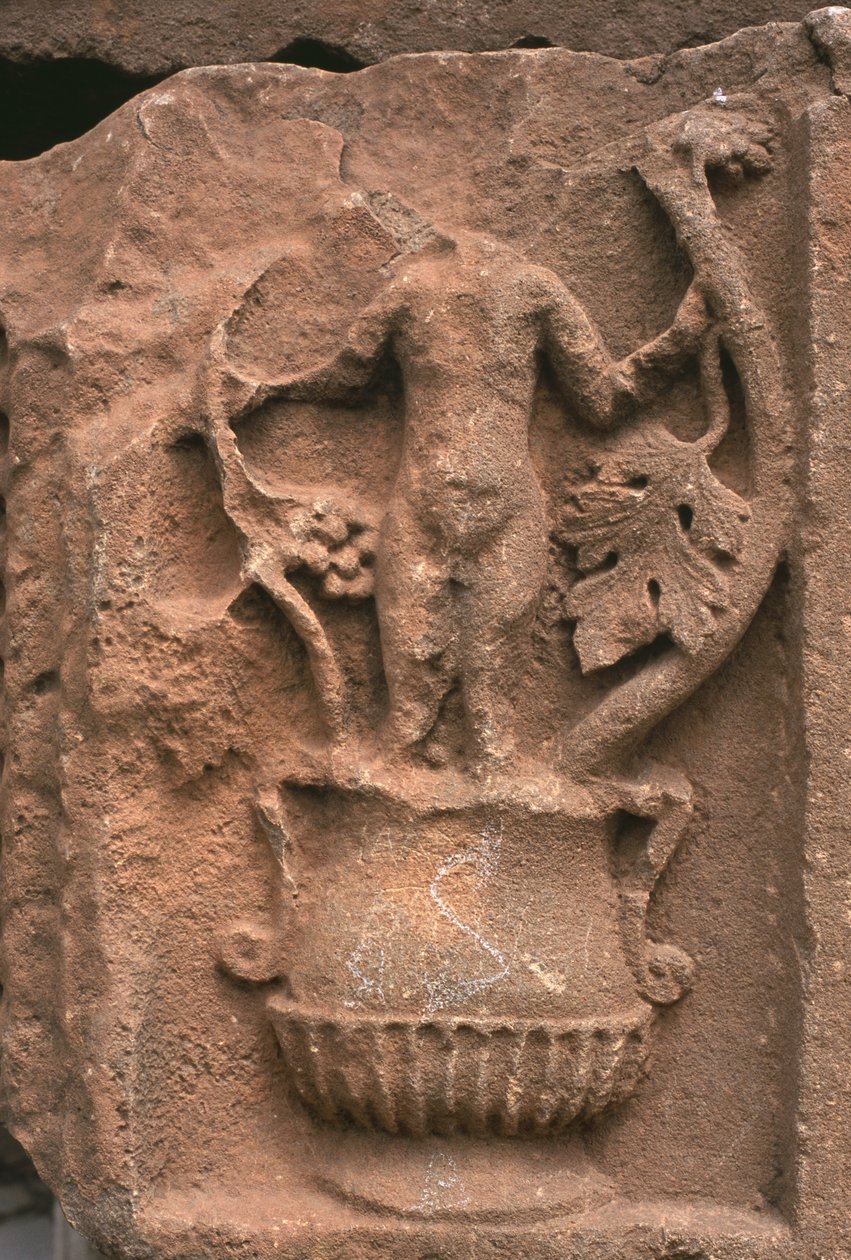 Architectonisch fragment met gesneden decoratie, Sertius Markt, Hoge Keizerlijke Periode (27 v.Chr.-395 n.Chr.) door Roman Imperial Period