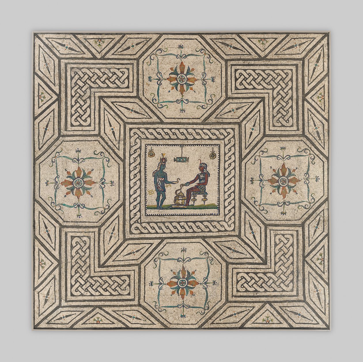 Mozaïekvloer met Egyptiserende scène, ca. 130-150 na Christus door Roman Imperial Period