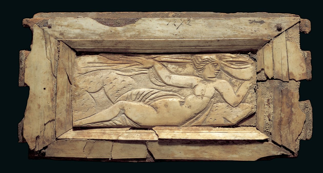 Ingelijste plaquette met een vrouwelijke figuur, uit Egypte, laat 3e tot begin 4e eeuw na Christus door Roman Period Egyptian