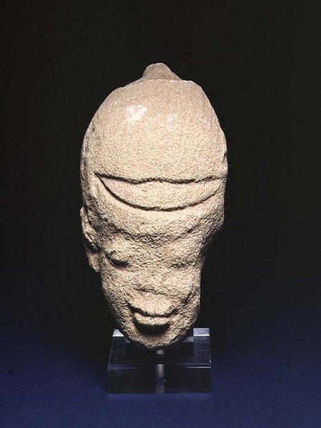 Helmhoofd, uit Aniba, Nubië (zandsteen) door Roman Period Egyptian