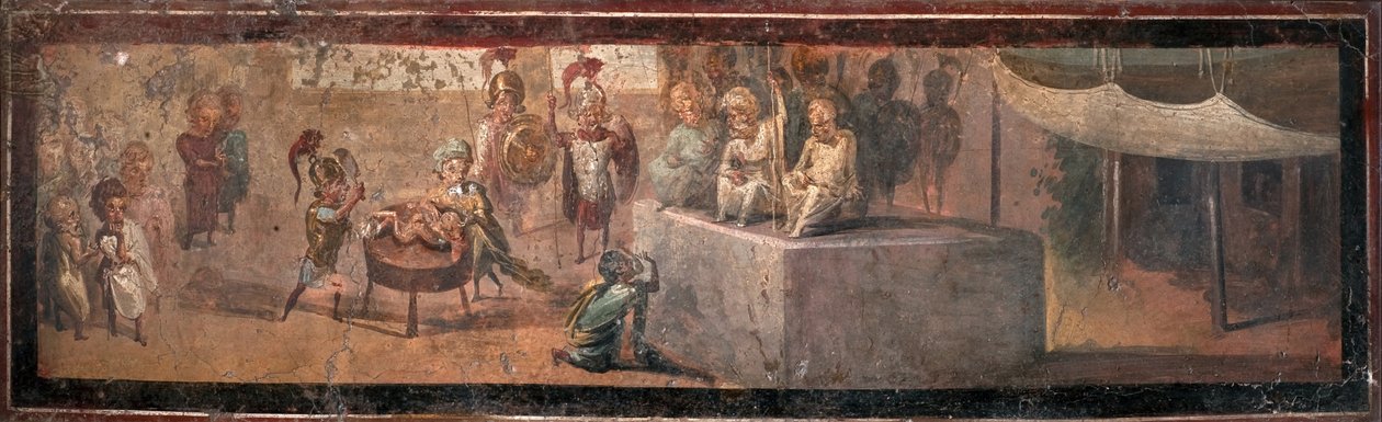 Het oordeel van Salomo, 1e millennium door Roman Pompeian wall painting.