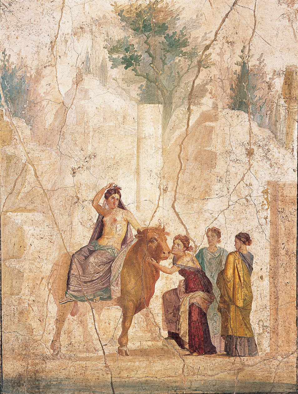 De verkrachting van Europa, 1e helft 1e eeuw na Christus door Roman Pompeian wall painting.