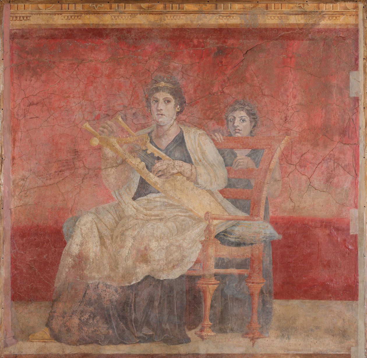 Zittende vrouw die een kithara speelt, ca. 50-40 v.Chr. door Roman Republican Period