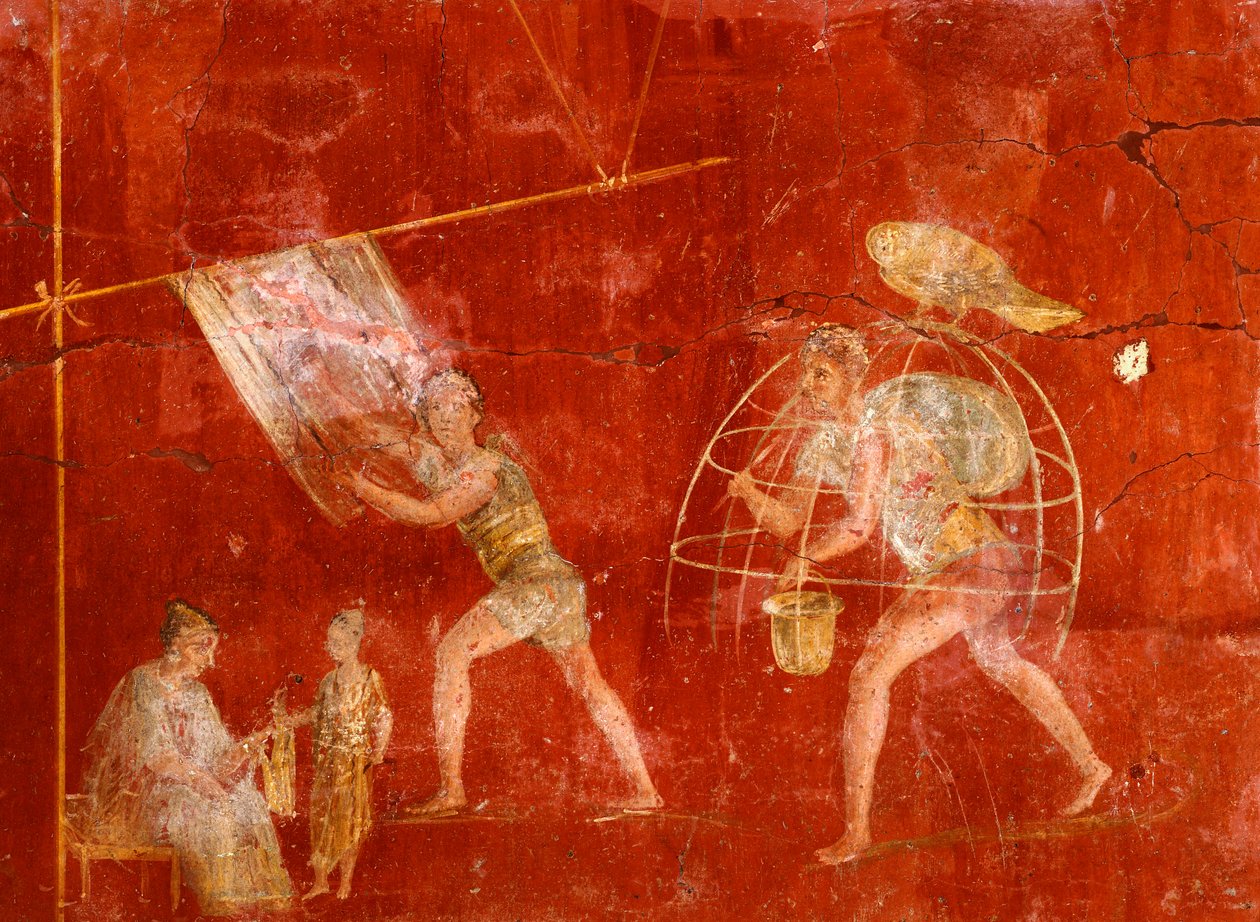 Fresco met Waslieden, uit Pompeii (UNESCO Werelderfgoedlijst) door Roman Roman