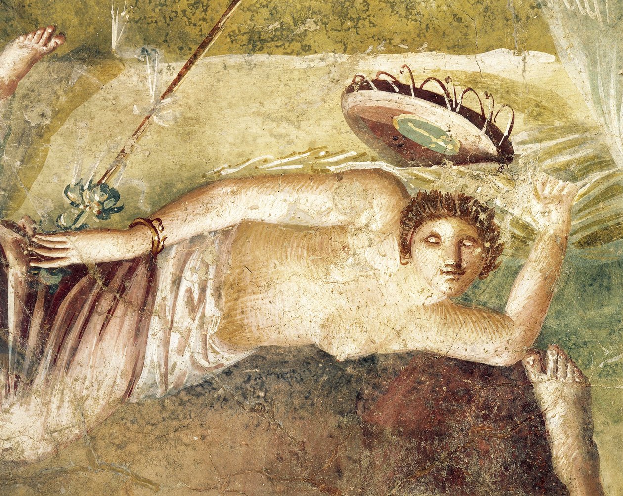 Fresco met slapende Maenade, uit Huis van de Citharist, Pompeii, Italië door Roman Roman