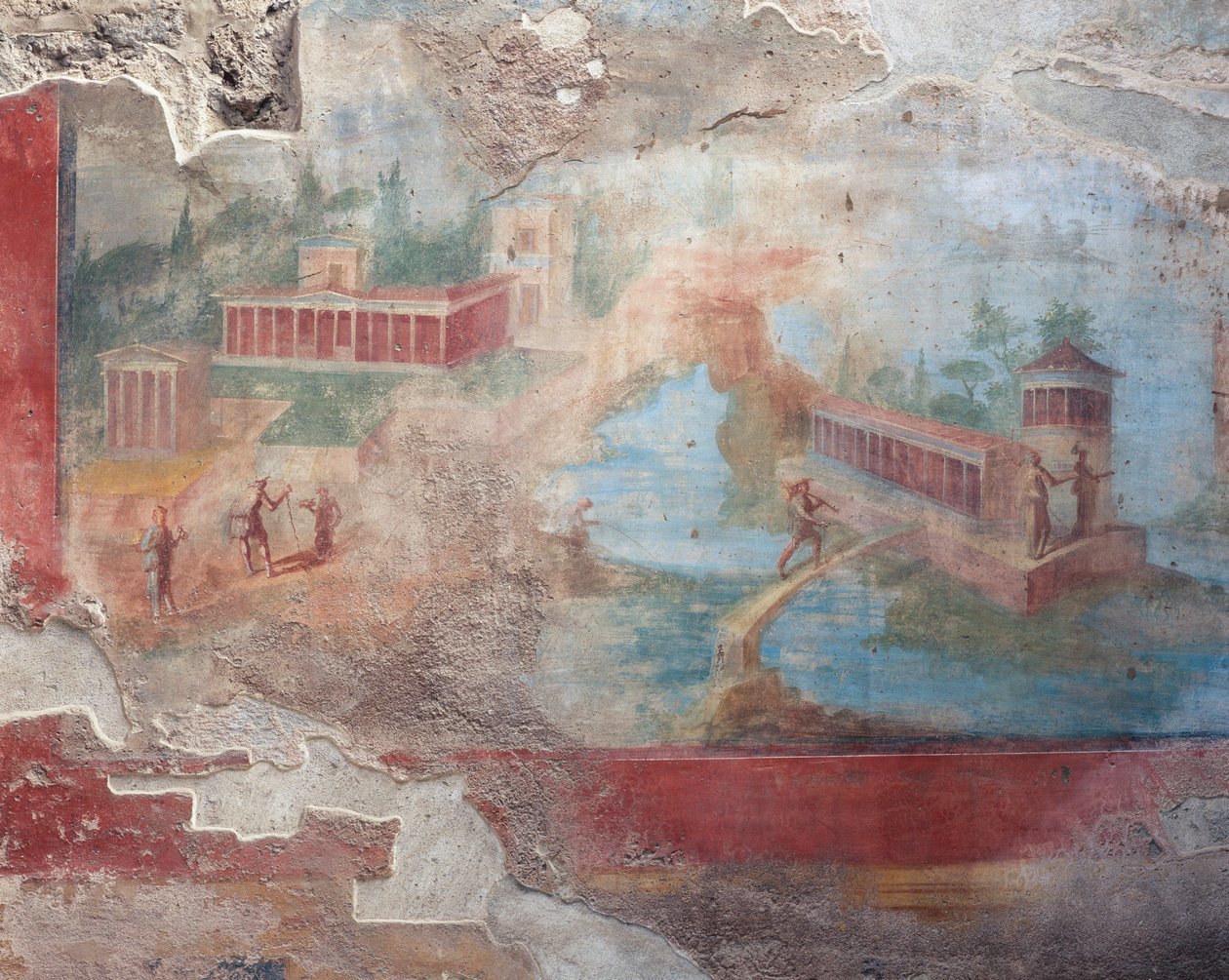 Fresco van fontein-nymphaeum van Huis van de Kleine Fontein, Pompeii (UNESCO Werelderfgoed) door Roman Roman