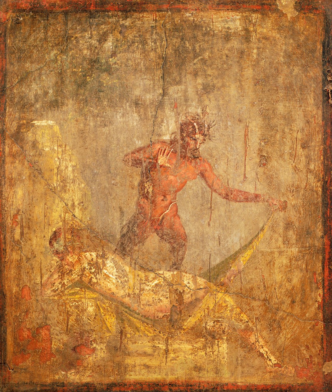 Fresco met een erotisch onderwerp dat Nymph en Pan afbeeldt uit Pompeii (UNESCO Werelderfgoedlijst) door Roman Roman