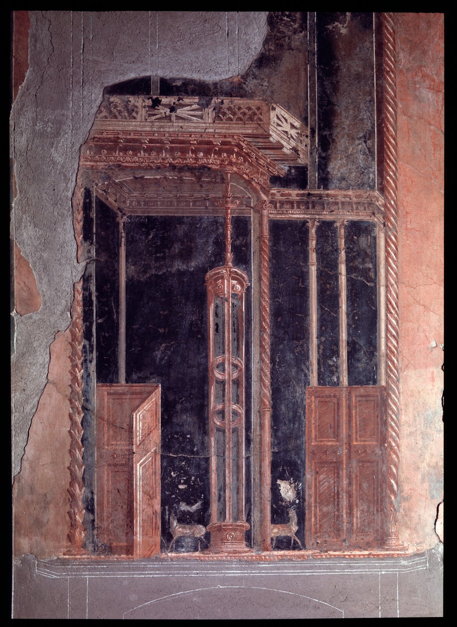 Fresco van triclinium van casa dei cervi, 5e eeuw v.Chr.-1e eeuw n.Chr. door Roman Roman