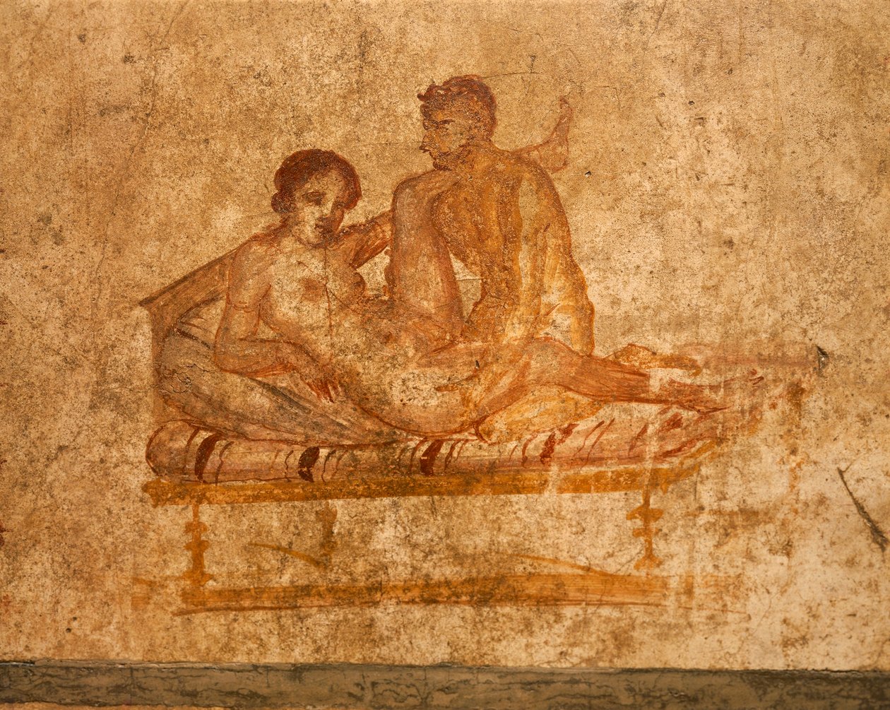 Italië, Campania Regio, Napels Provincie, Pompei, Huis van Vettii, Erotisch fresco door Roman Roman