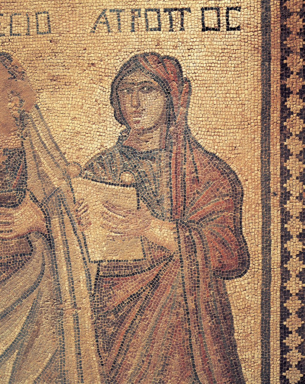 Mozaïek van een jonge vrouw die leest door Roman Roman