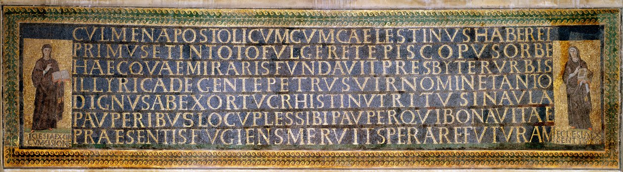 Romeinse kunst: mozaïek met de toewijding aan Sint Sabina, christelijke martelaar van de 2e eeuw door Roman Roman