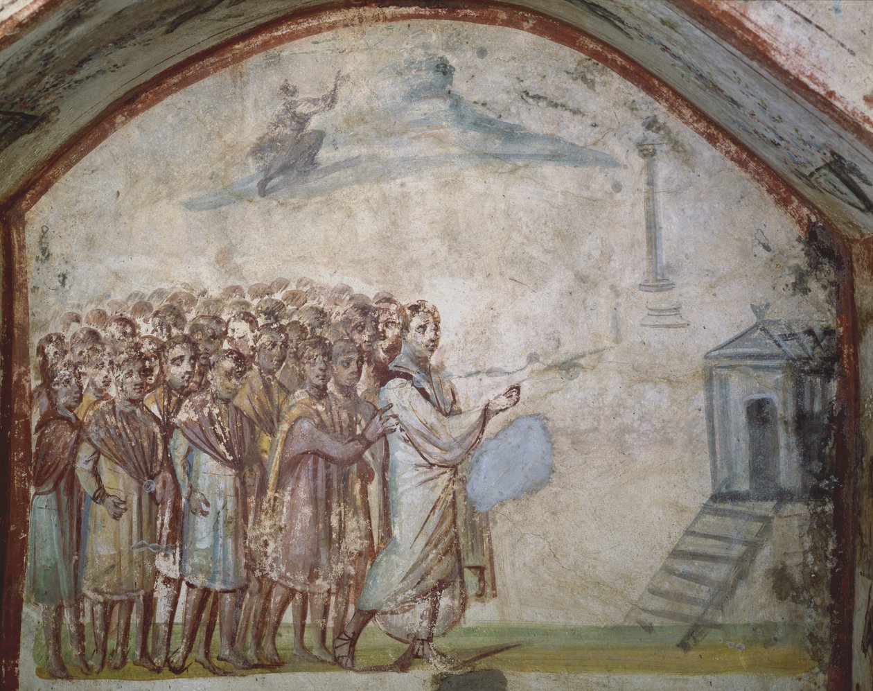 De Opwekking van Lazarus, Catacomben van Via Latina, Rome door Roman Roman