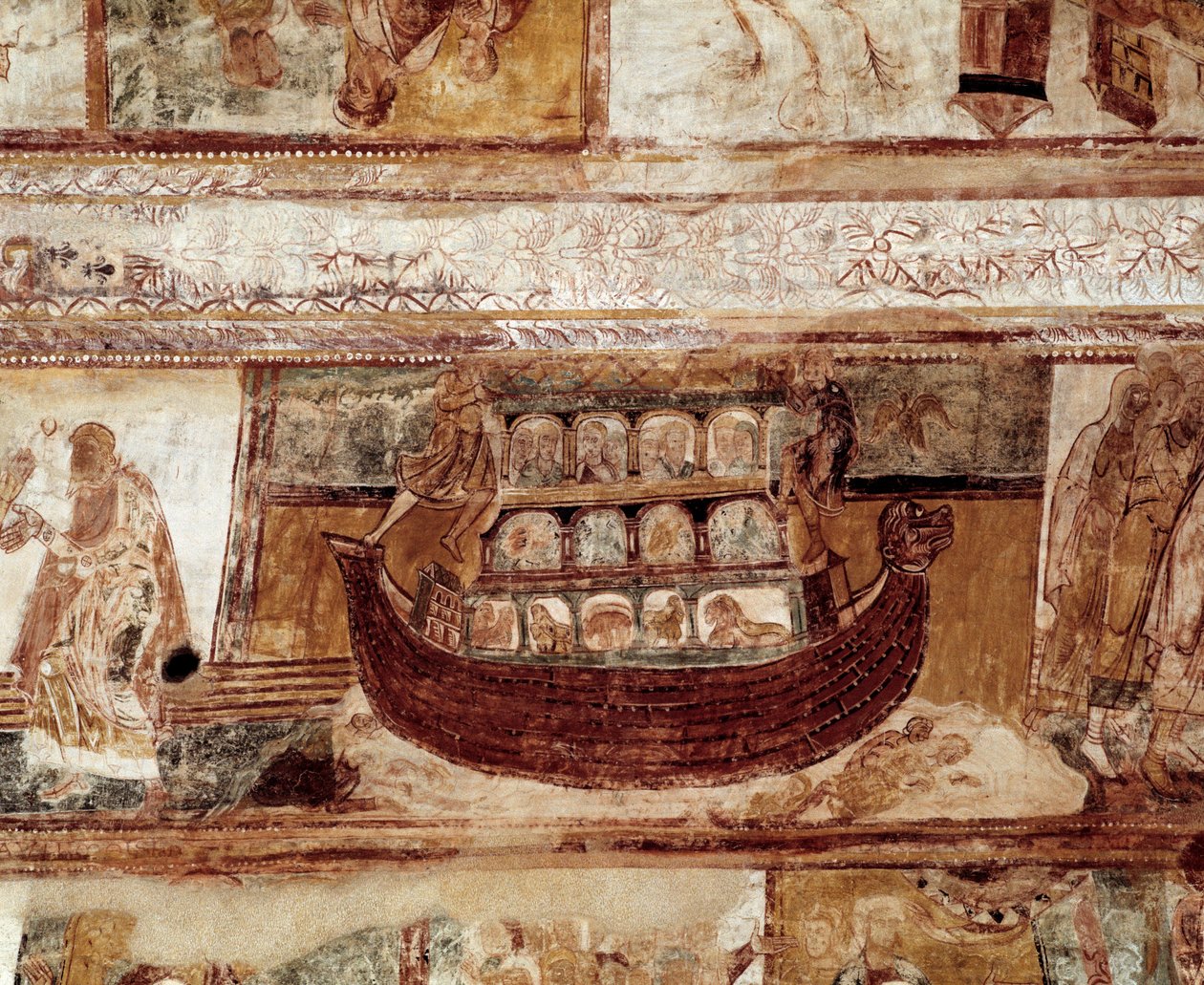 De ark van Noach (fresco van het plafond) door Romanesque