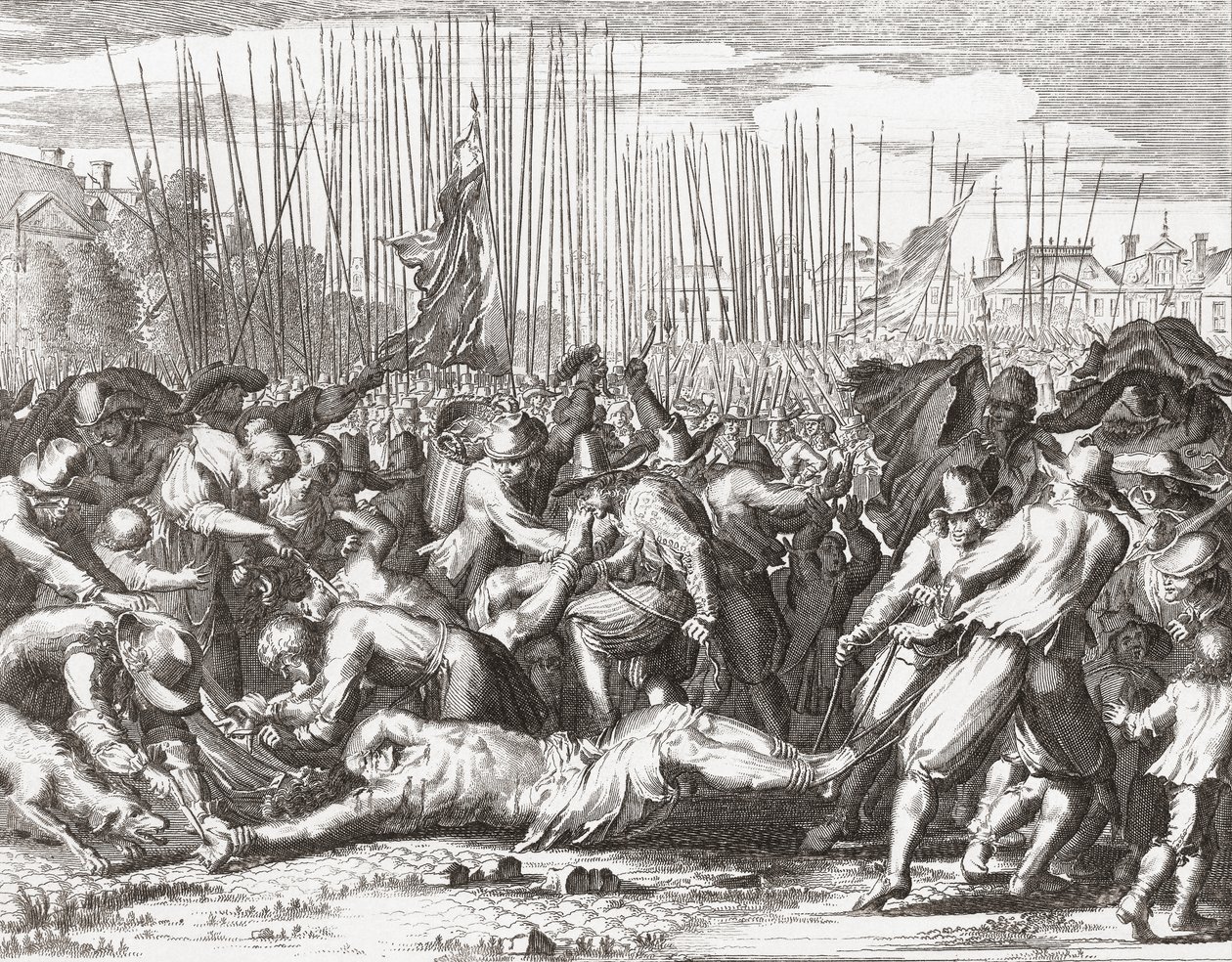 Moord op de gebroeders De Witt. (afdrukken) door Romeyn de (after) Hooghe