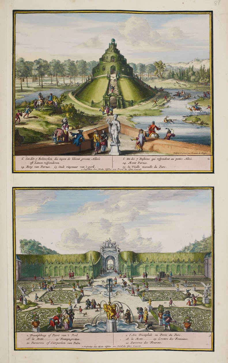 Het Park in Enghien, c.1685, illustratie uit 