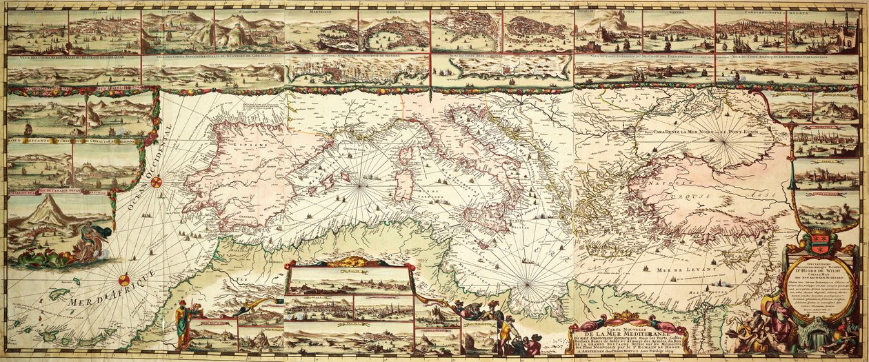 Kaart van de Middellandse Zee door Romeyn de Hooge