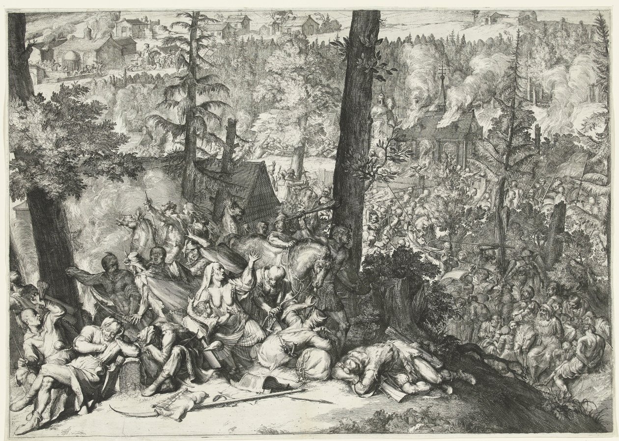 Overwinning van hertog Karel V van Lotharingen en markgraaf Lodewijk Willem van Baden-Baden op de Turken, 1687 door Romeyn de Hooghe (attributed to)
