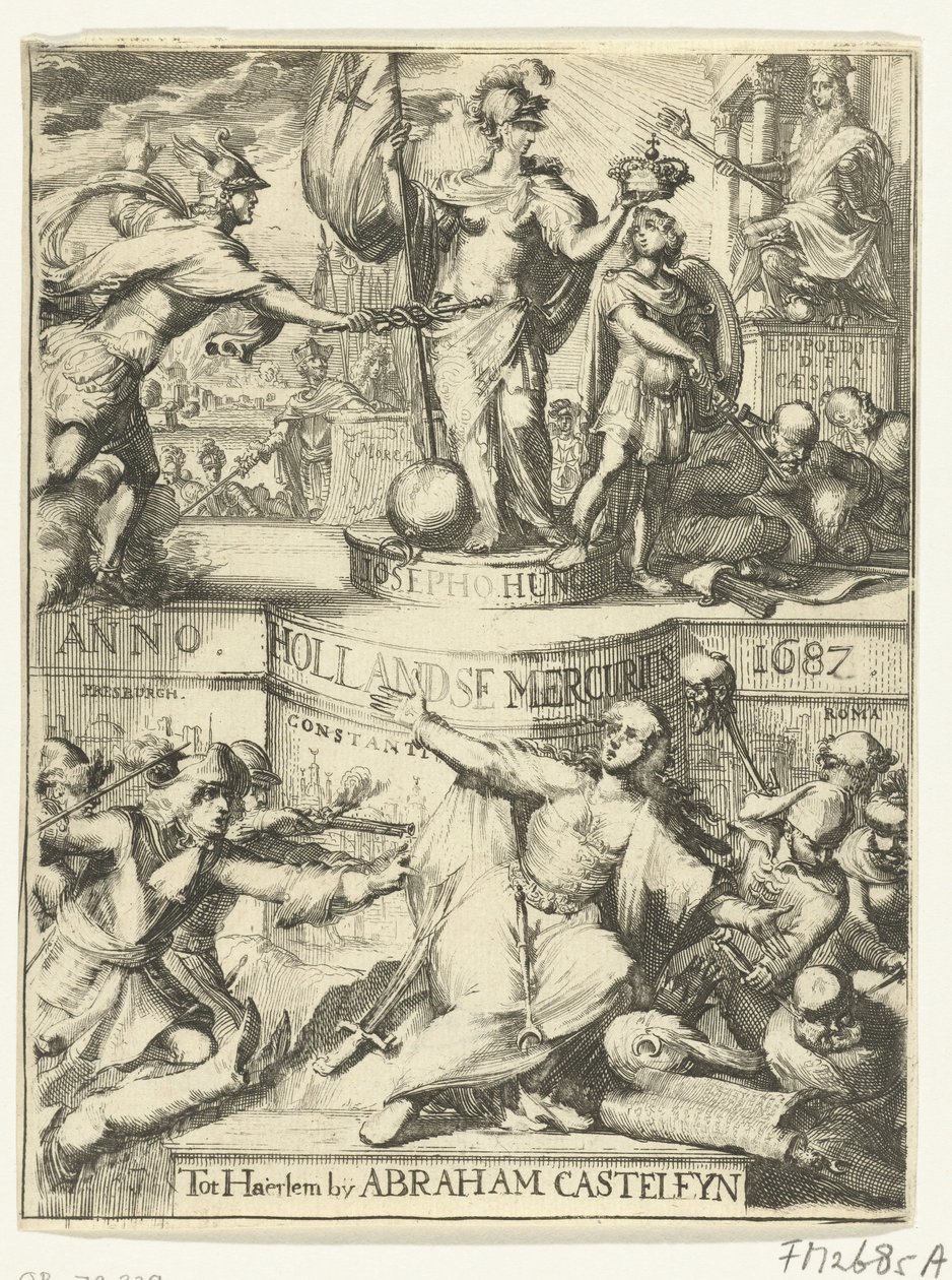 Titelpagina voor de Hollandsche Mercurius over het jaar 1687 door Romeyn de Hooghe (attributed to)