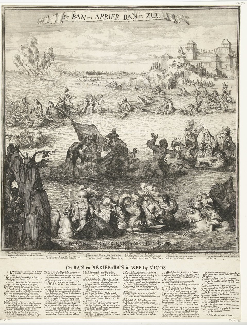 Spotprent op het nemen van de zilvervloot bij Vigo, 1702 door Romeyn de Hooghe (possibly)