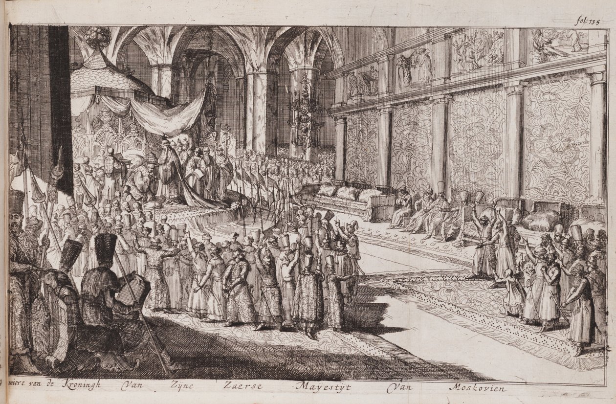 Een scène aan het koninklijk hof van Tsaar Alexis Mikhailovich, 1677 door Romeyn de Hooghe