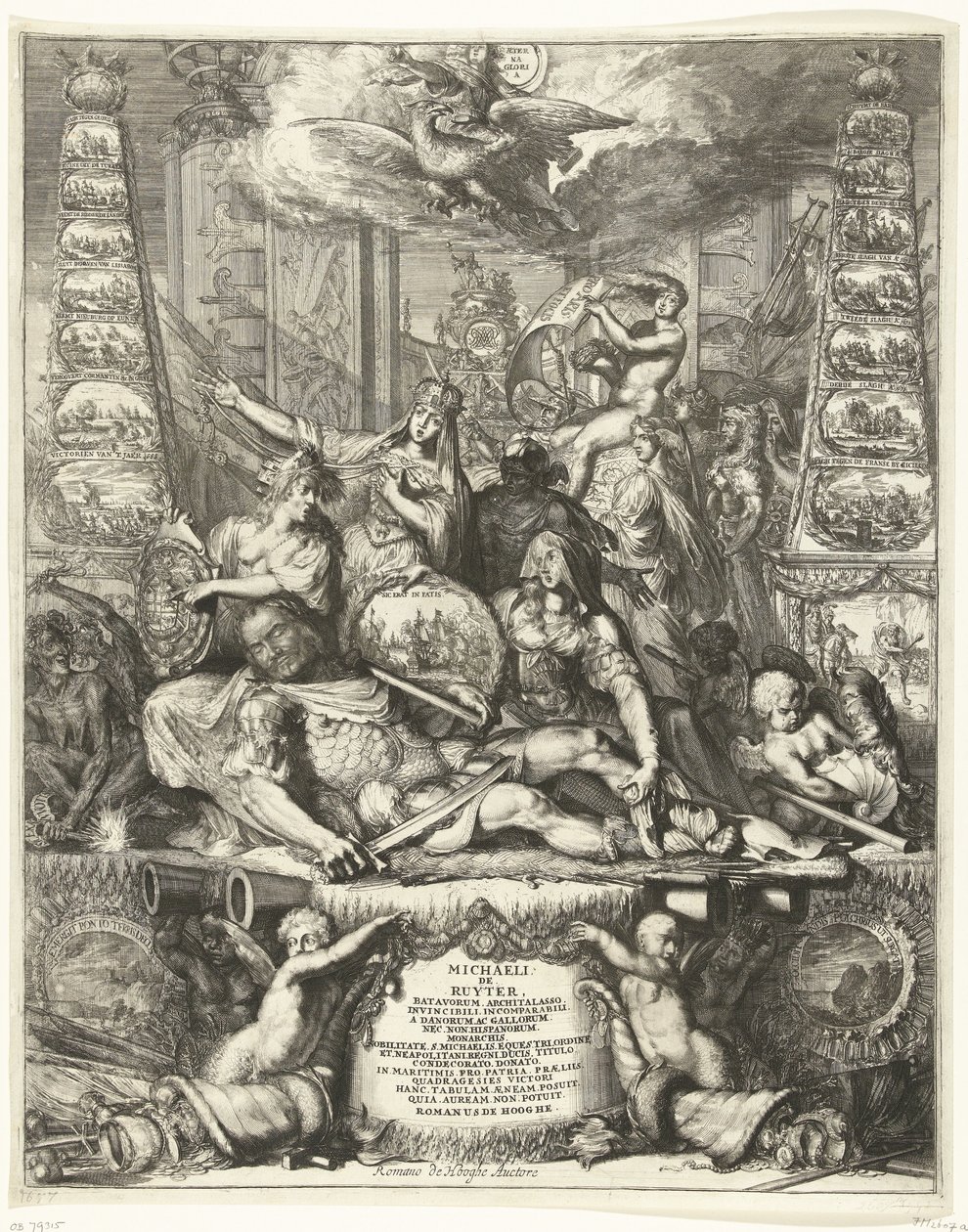 Allegorie op de dood van Michiel de Ruyter, 1676 door Romeyn de Hooghe