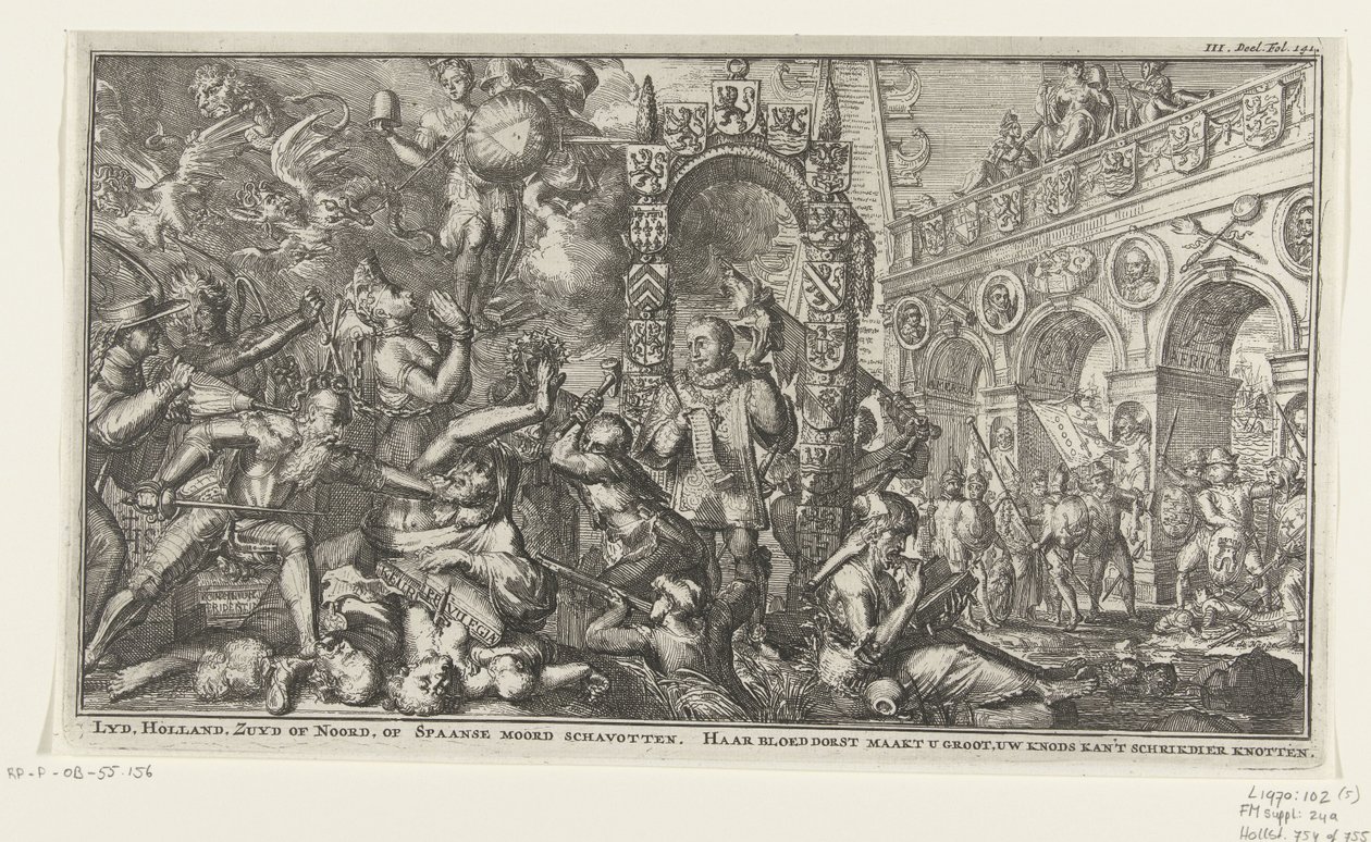 Allegorie rond de Tachtigjarige Oorlog door Romeyn de Hooghe