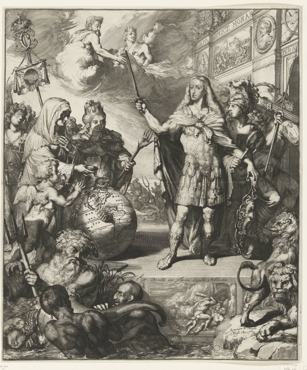 Allegorisch portret van Karel II van Spanje door Romeyn de Hooghe