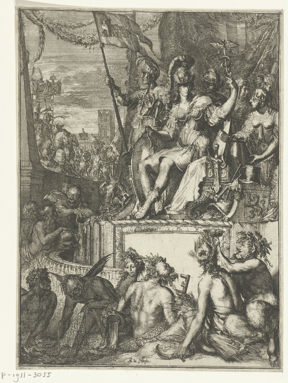 Allegorische voorstelling van de handel door Romeyn de Hooghe