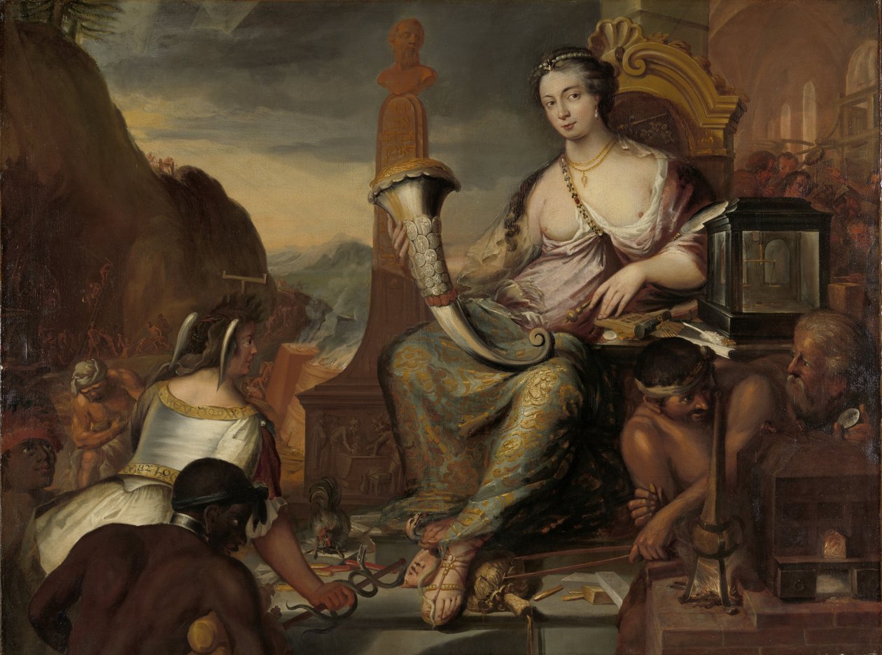 Allegorie van munten door Romeyn de Hooghe