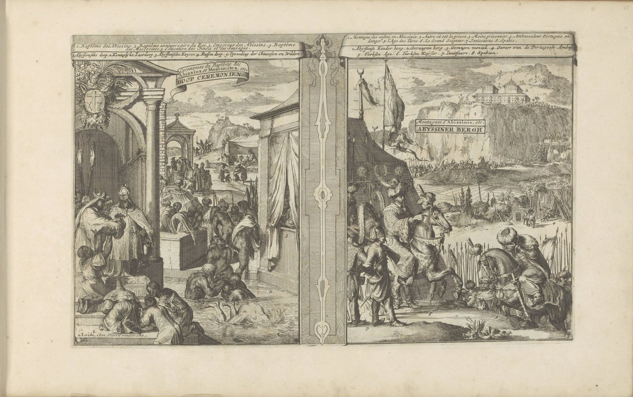 Doopceremonies; Berg van Abessinië door Romeyn de Hooghe