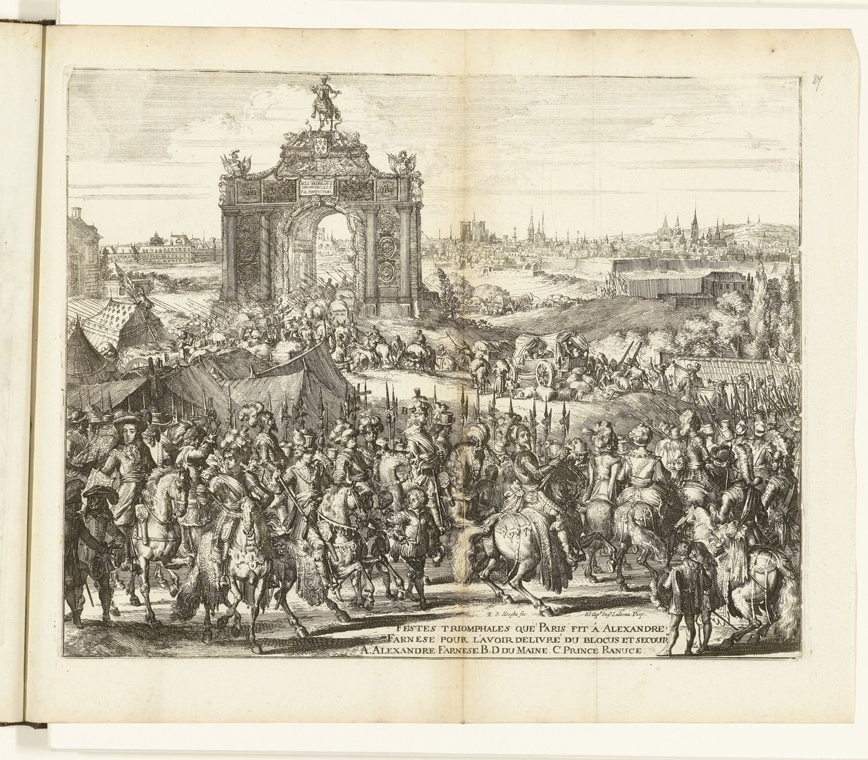 Feestelijke intocht van Farnese na het ontzet van Parijs, 1590 door Romeyn de Hooghe
