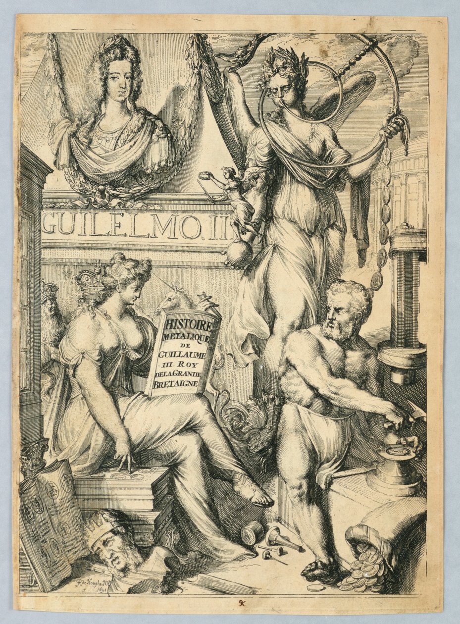 Frontispice, "Histoire Metalique de Guillaume III, Roy de la Grande Bretaigne" door Romeyn de Hooghe