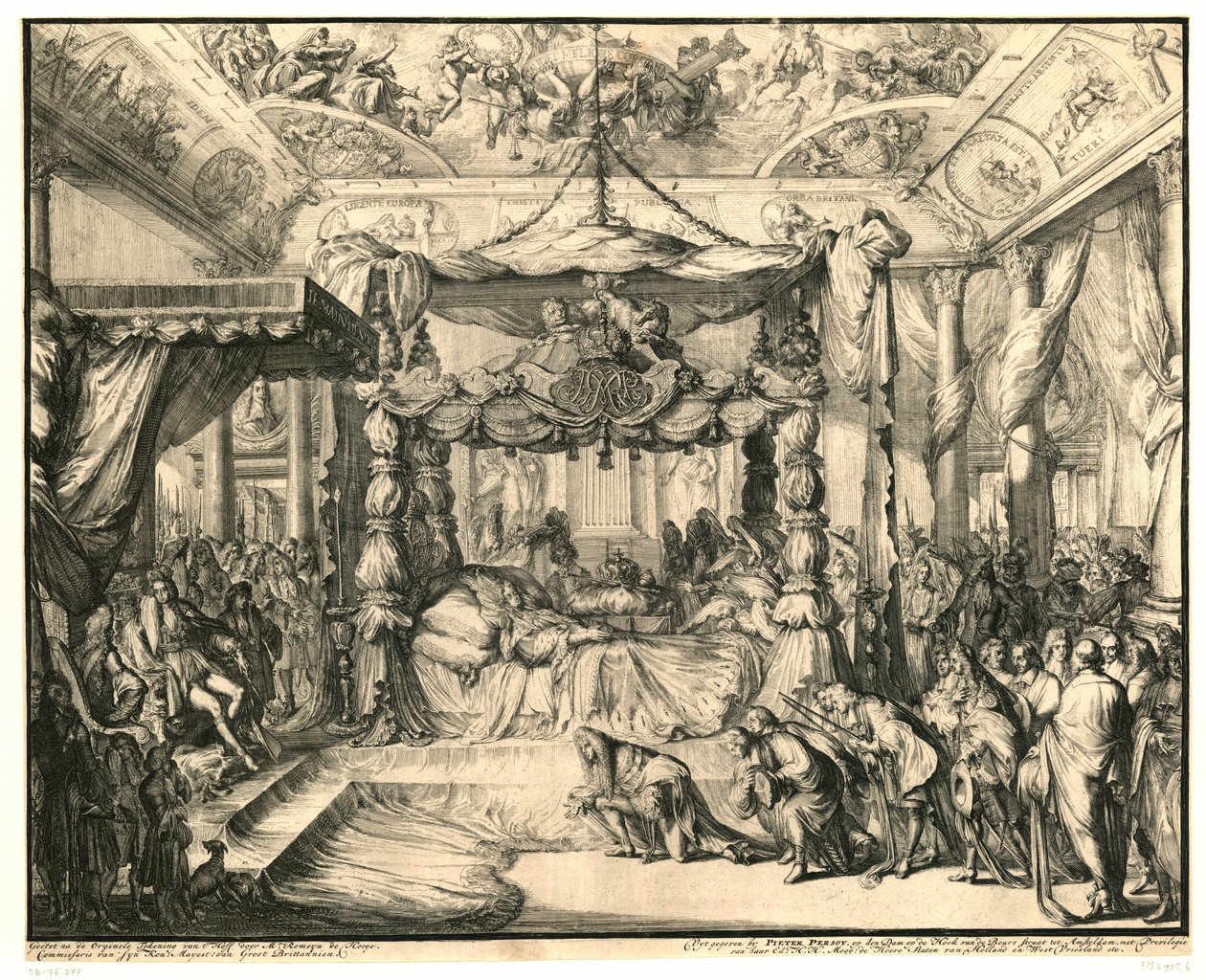 Koningin Maria II Stuart op haar sterfbed, 1695 door Romeyn de Hooghe