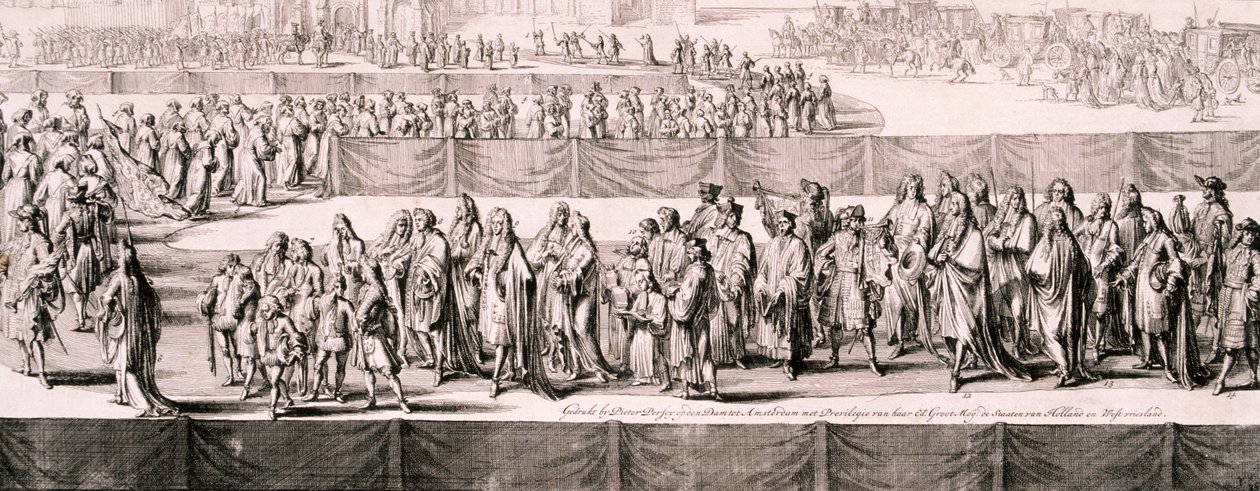 Begrafenis van Koningin Maria II, Westminster Abbey, Londen, 1695 door Romeyn de Hooghe