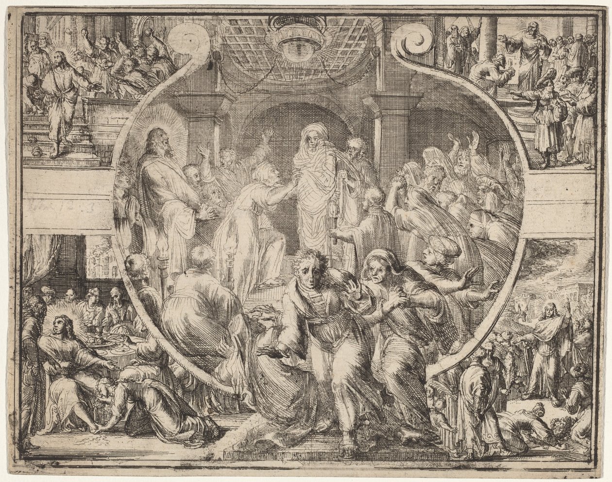 Opwekking van Lazarus met Scènes uit het Leven van Christus door Romeyn de Hooghe