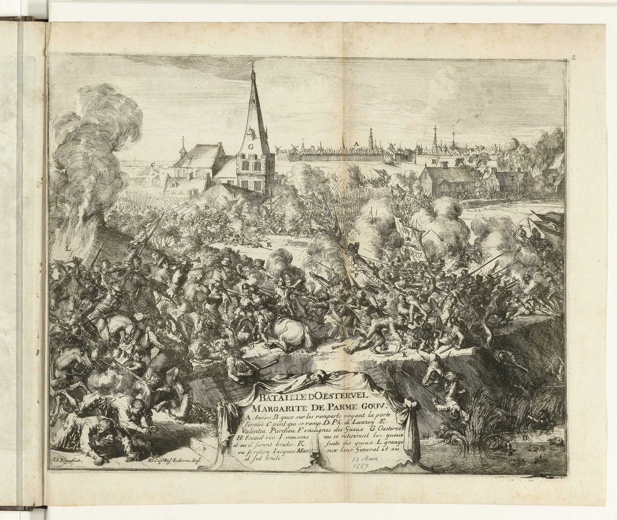 Slag bij Oosterweel, 1567 door Romeyn de Hooghe