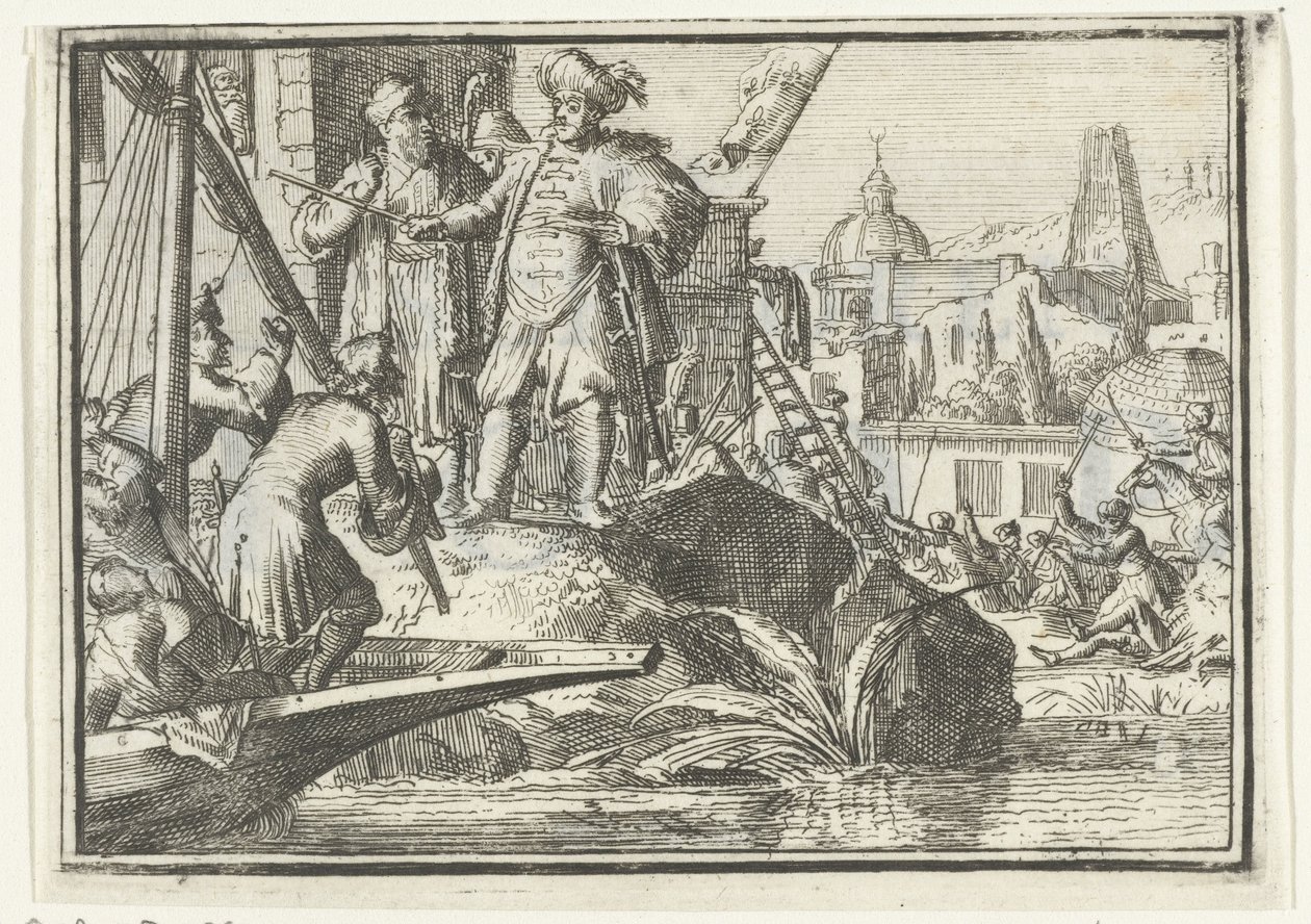Titelblad voor het pamflet: De Geschooren Hoop, 1702 door Romeyn de Hooghe