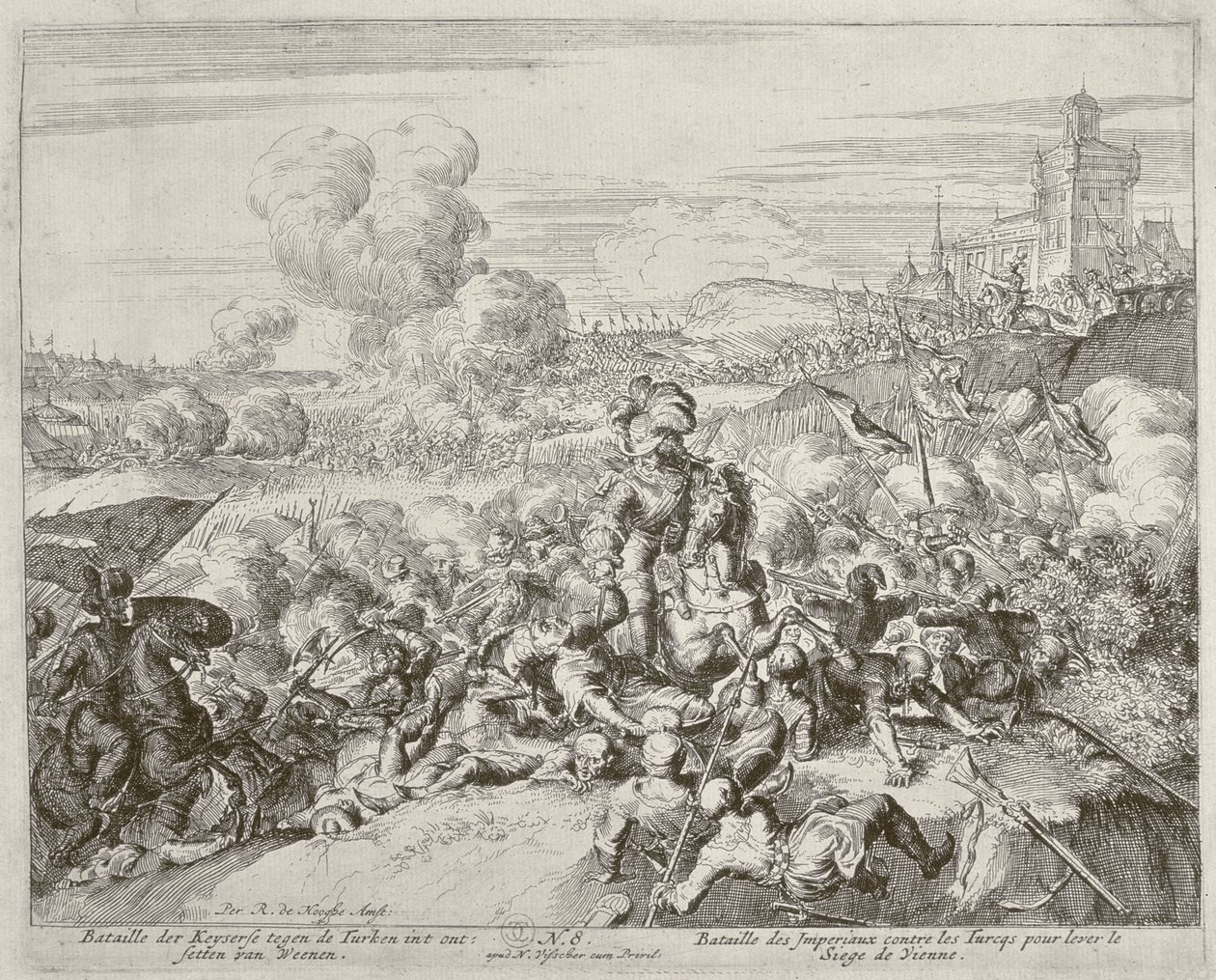 Wenen Print Cyclus, Het leger van de keizer vecht met de Turken door Romeyn de Hooghe