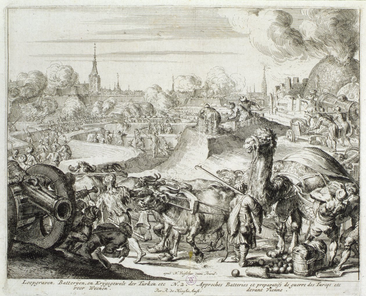Wenen Print Cycle, Turkse positie in Wenen, 1683 door Romeyn de Hooghe