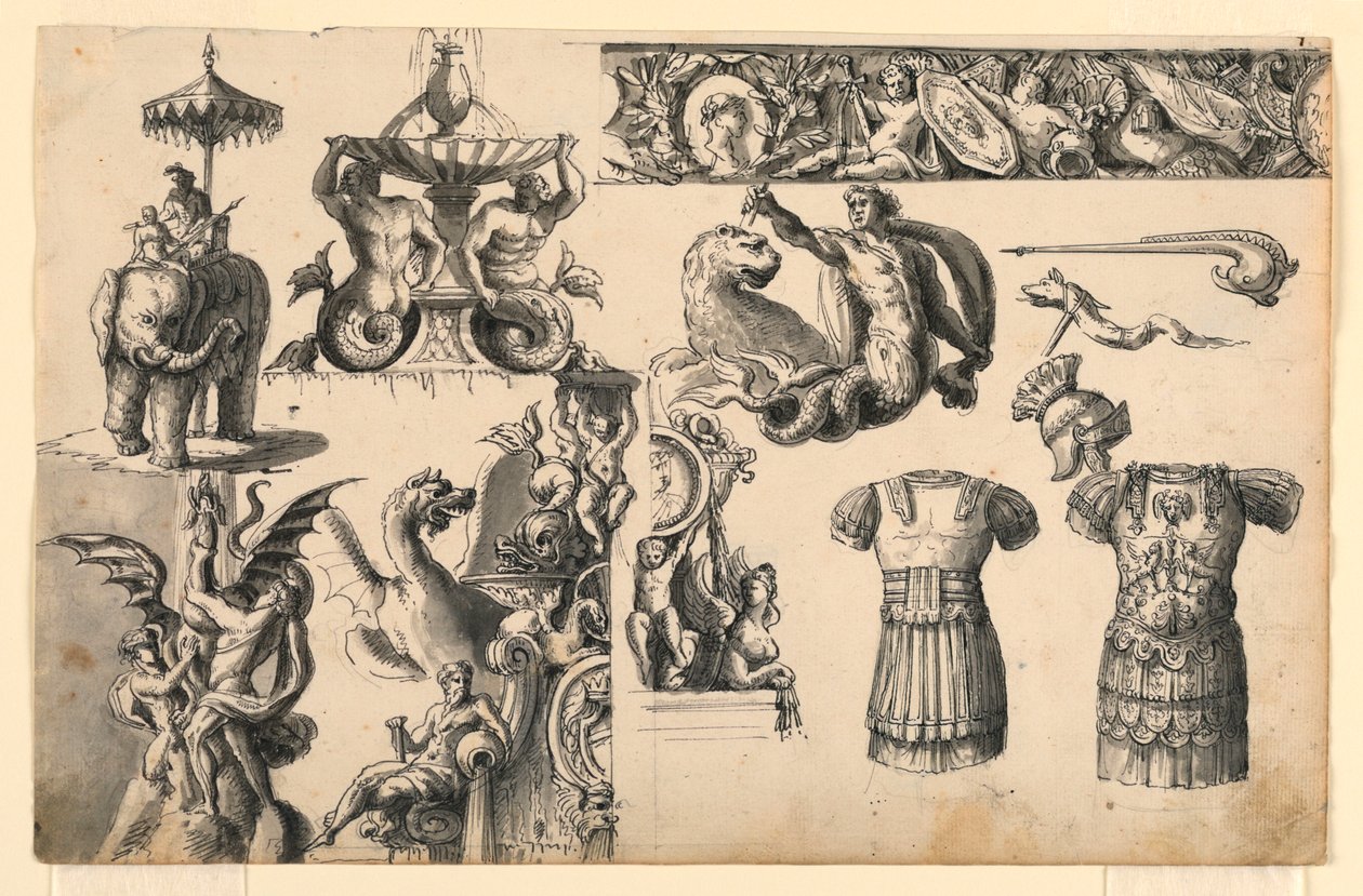 Decoratieve Motieven, Drie Ontwerpen voor Fonteinen door Romolo Achille Liverani