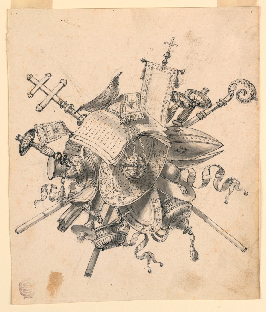 Trofee met kerkelijke voorwerpen door Romolo Achille Liverani