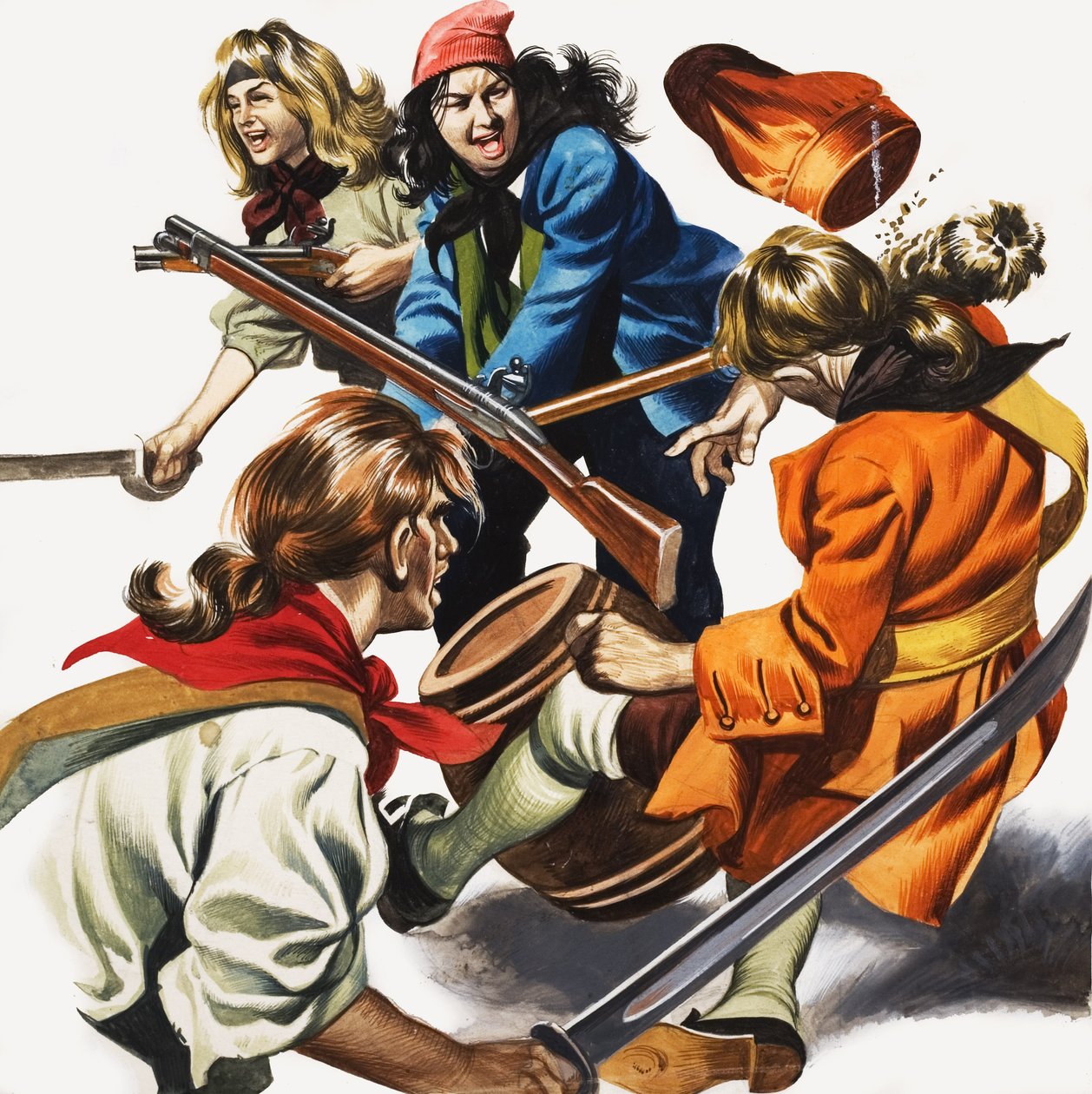 Vrouwelijke piraten (gouache op papier) door Ron Embleton