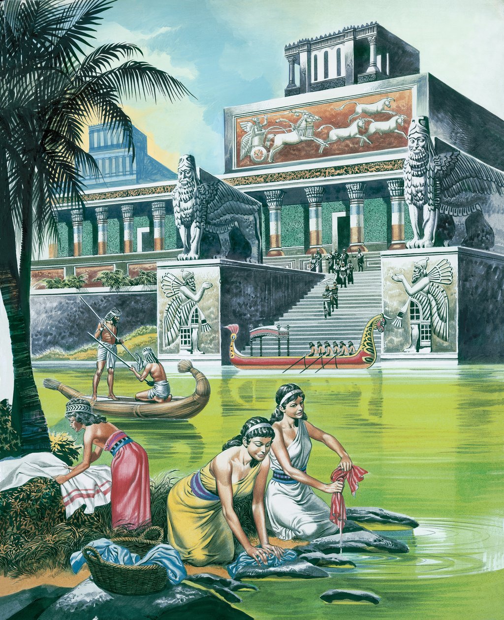 Het Assyrische Rijk op zijn Hoogtepunt (gouache op papier) door Ron Embleton
