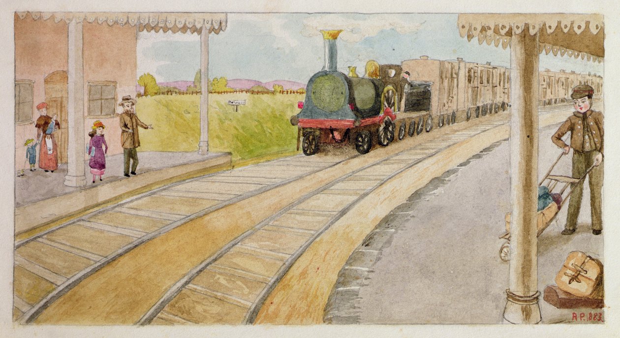 De trein halen, Addiscombe, 1883 door Rosa Clementina Petherick