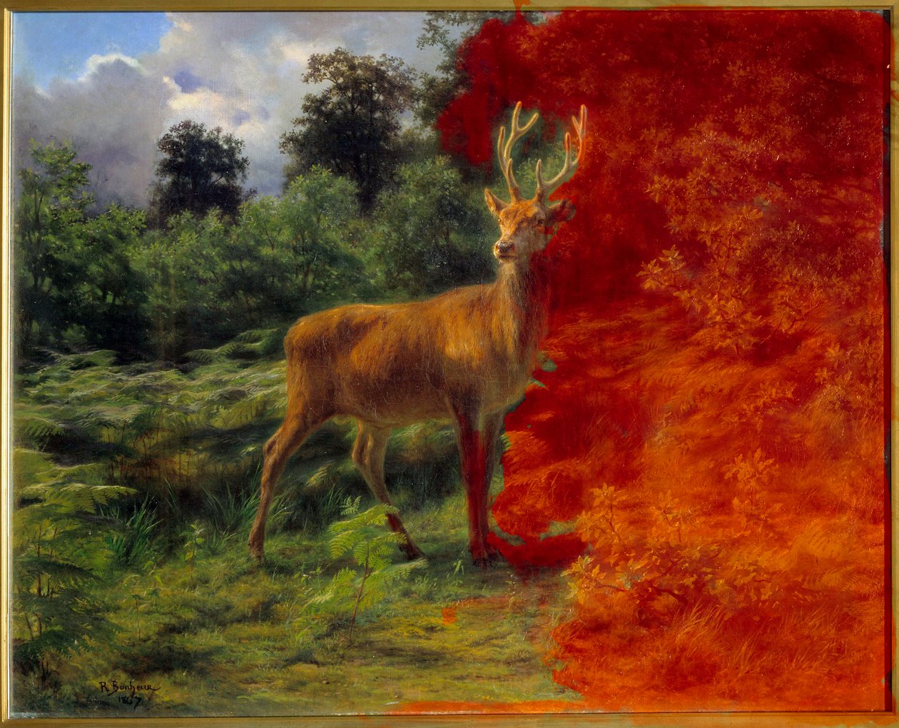 Hert die naar de wind luistert door Rosa Bonheur