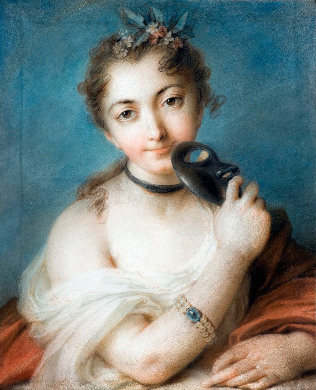 Portret van een dame met een masker door Rosalba Giovanna Carriera