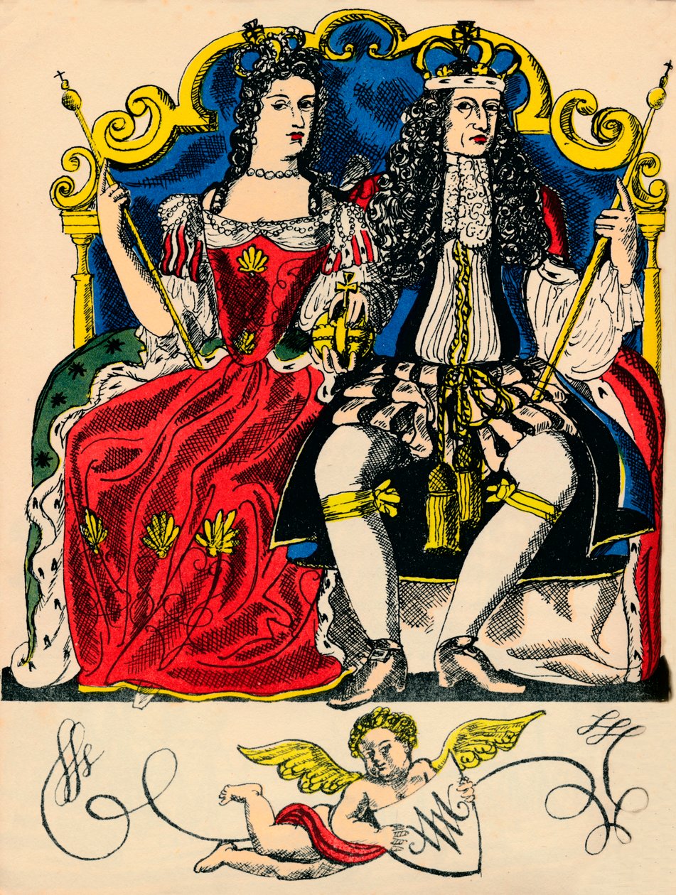 Willem III en Maria II, koning en koningin van Groot-Brittannië en Ierland vanaf 1688, 1932 door Rosalind Thornycroft