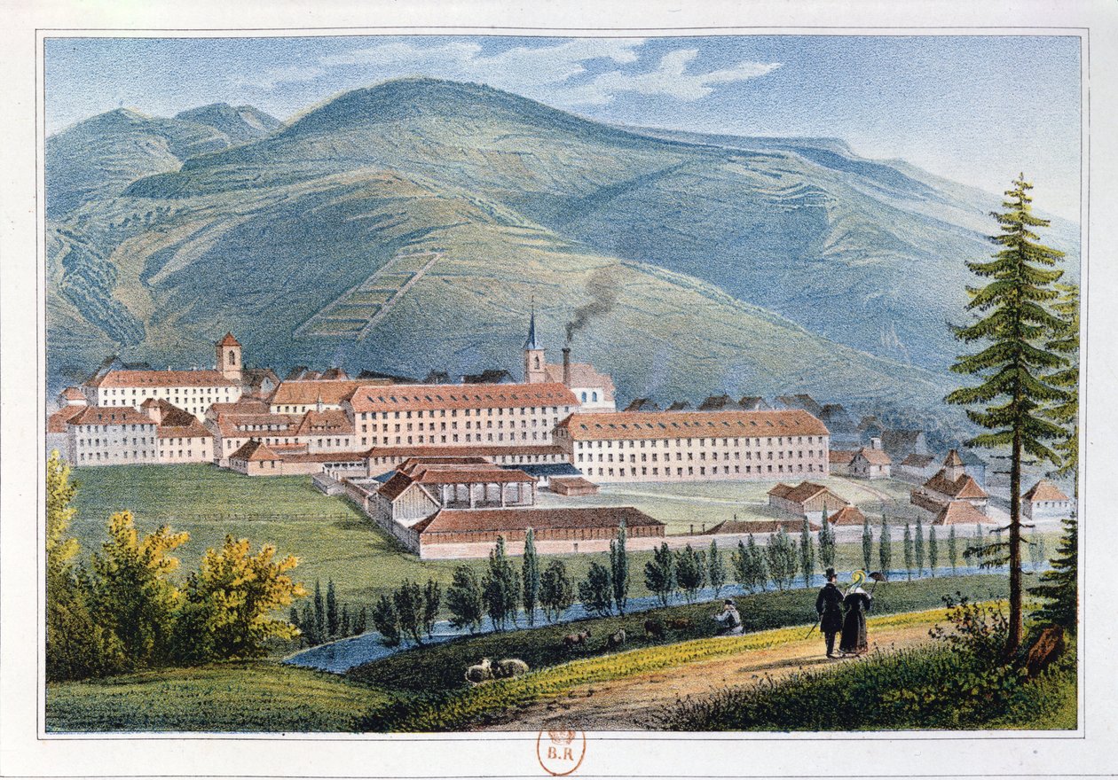Fabriek van Messrs Hartmann und Fils, Munster, Elzas, Frankrijk, 1842 door Rudolf Huber