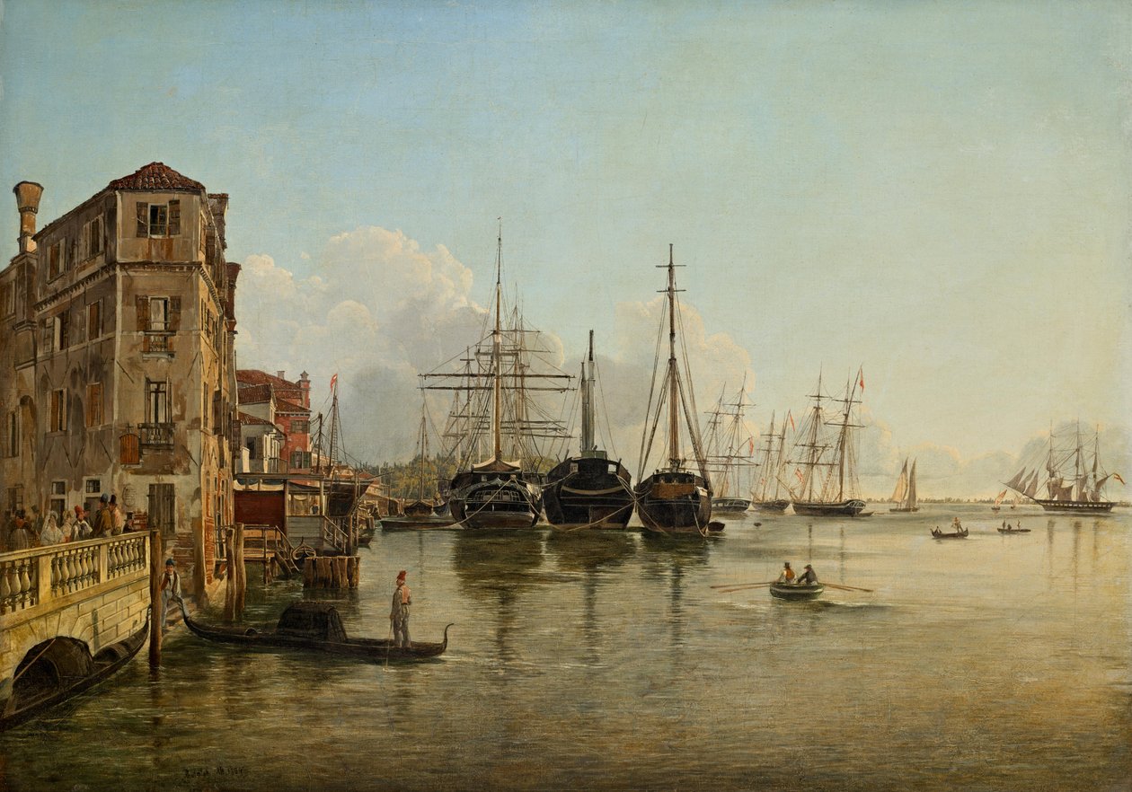 Uitzicht vanaf de Strada Nuova [tegenwoordig Via Garibaldi] richting de Giardini Pubblici in Venetië door Rudolf von Alt